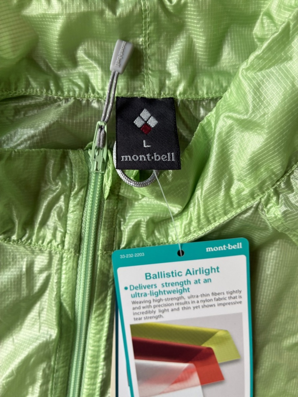 NWT Montbell Ballistic Airlight Jacket - Light Green - Picture 4 of 5